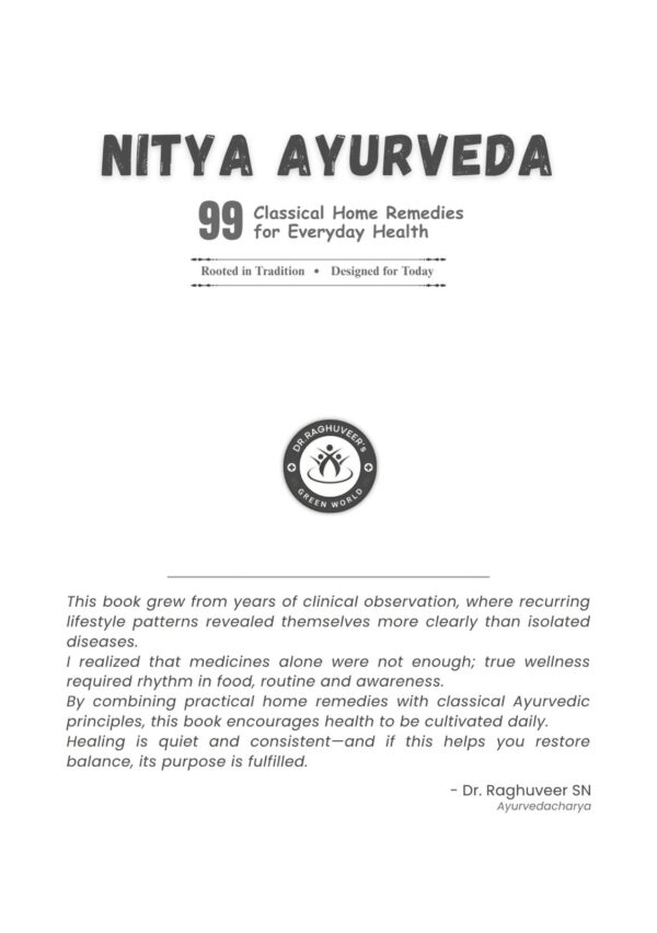 Nitya Ayurveda | Classical Home Remedies for Everyday Health | By Dr Raghuveer SN